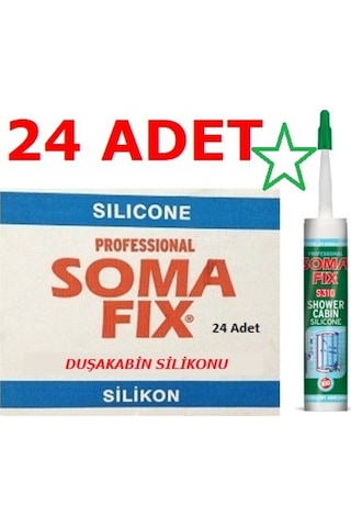 24 Adet Duşakabin Silikonu Şeffaf Somafıx 320 Gr Nötr Kararmaz Şeffaf