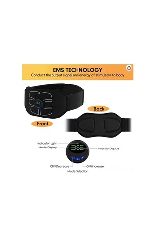 Yuntech01 Evde Kullanan Ems Nabızlı Karın Kasları Geliştirici, Şarj Edilebilir Masaj Kemer, Siyah, L/xl Siyah