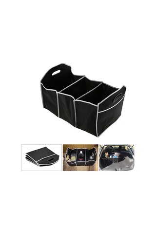 Monyee Araba Bagajı Çekirdekli Depo Kutusu, 3 Bölmeli Ve Çok Cüzdanlı, Kolay Katlanabilir, Geniş Kapasiteli Siyah Non-woven Organizer