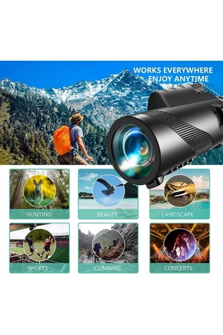 Wezone 80x100 Geniş Lüx Monoküler Teleskop: Telefon Tutucu, Tripod Ve Aksesuar Seti İle Yüksek Çözünürlüklü Outdoor Gözlem - Siyah