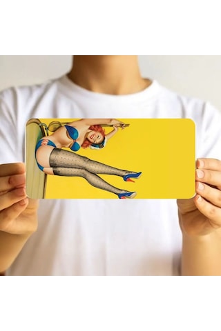 Vintage Pin-up Kızı Metal Tabela - Dekoratif Retro Duvar Levhası