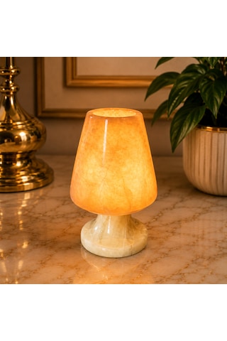 Doğal Oniks Taş Mumluk 12x8 Cm El Yapımı Geçmeli Mumluk Işık Geçiren Premium Dekoratif Şamdan Yemek Masası Ve Özel Gün Hediyesi Beyaz