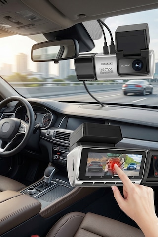 Inox-x603 2k Çözünürlüklü 3 Kanallı Araç İçi Kamera - Ön, İç Ve Arka Geri Görüşlü Dash Cam