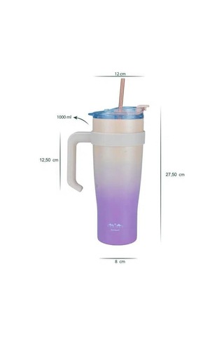 Horizon Pipetli Termos Bardak Pembe 1000ml B6839 Pembe