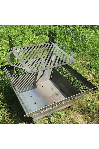 Portatif Ateş Çukuru Kademeli Izgaralı Bahçeniz İçin Dekoratif Siyah