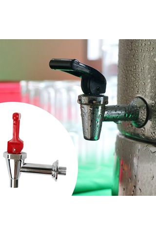 Homyl Kahve Sıcak İçecek Musluğu Paslanmaz Su Sebili Kova Cam Kırmızı