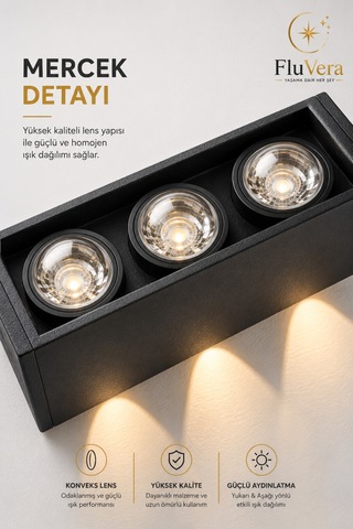 Gün Işığı Pilli 12w Led Duvar Apliği Siyah Çift Yönlü Işık Modern Dekoratif Aydınlatma3 Led İç & Dış Mekan Duvar Lambası Siyah