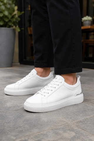 Ht Hotin Lynx Erkek Günlük Sneaker Bağcıklı Rahat Tabanlı Şık Casual Spor Ayakkabı - Beyaz