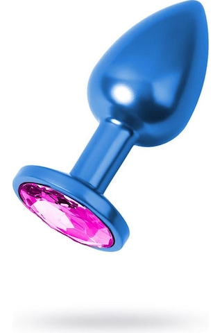 Red Fox Metal Rose Taşlı Mavi Anal Plug Orta Boy