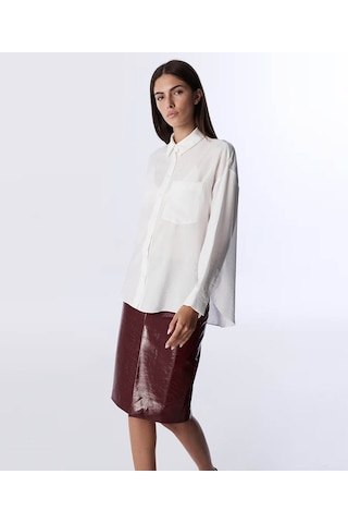 Twist Cepli Basic Ekru Kadın Gömlek Tw6250025081 Ekru