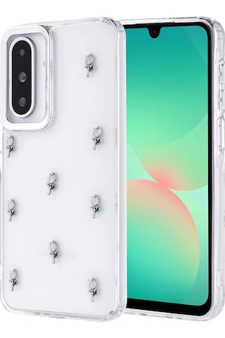 Galaxy A26 Uyumlu Kılıf Airbag Tasarımlı Simli Şeffaf Zore Kutup Kapak - Lale -