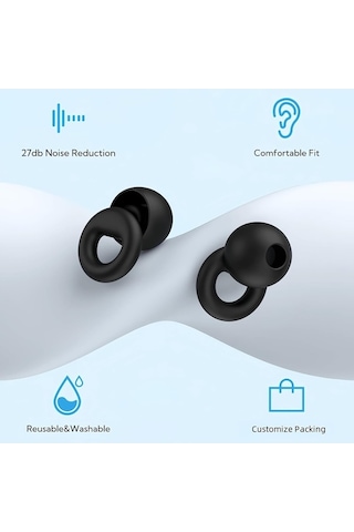 Maoyaya Gürültü Önleyici Kulak Tıkacı - Derin Uyku, Çalışma İçin 1. Sınıf - Rahat, Tekrar Kullanılabilir, Siyah/mor