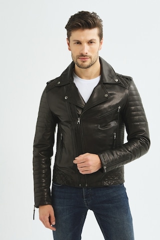 İkbal Biker Siyah / Hakiki Erkek Deri Mont/Ceket -411373536- Siyah