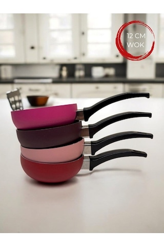Doremcy 12 Cm Teflon Mini Wok Sos Tava Seti Mini Sos Tavası Çok Renkli