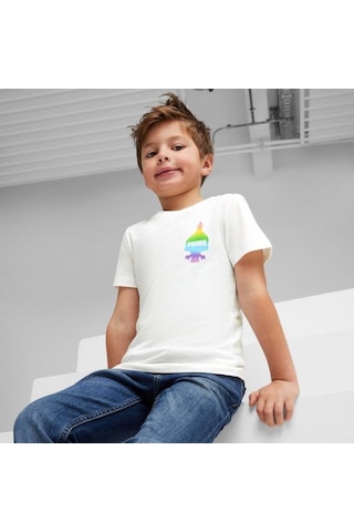 Puma Puma X Trolls Erkek Çocuk Beyaz Yuvarlak Yaka Tişört Beyaz