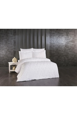 Rita Bambu Jakar Kumaş Beyaz Çift Kişilik Nevresim Takımı 6 Parça - 1494 Renkli