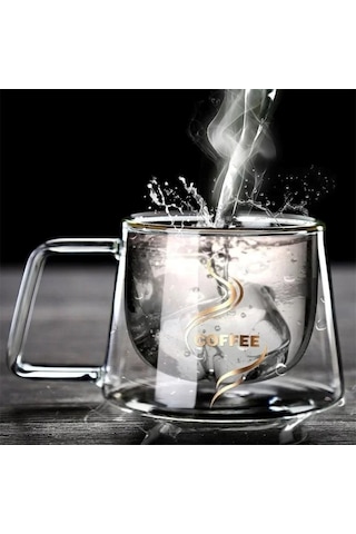 Qerhome Borosilikat Cam Çift Çidarlı Çay & Kahve Kupası 180 Ml Vitracup 1 Adet Şeffaf