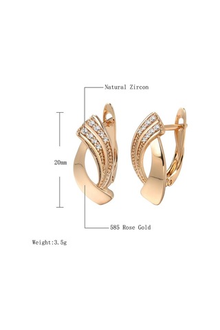 Gül Altın Basit Geometri Zirkon Küpe