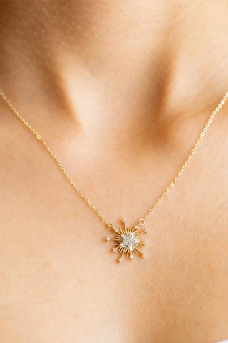 Tektaş Detaylı Yıldız Altın Kolye