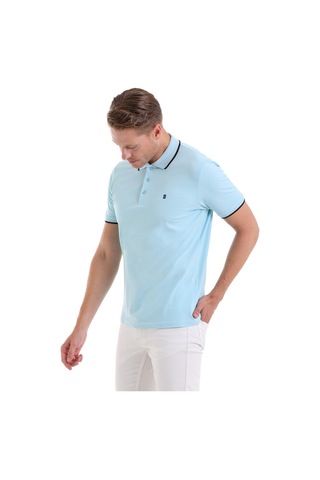 Hatemoğlu Mavi Regular Fit Düz 100% Pamuk Polo Yaka Tişört Mavi