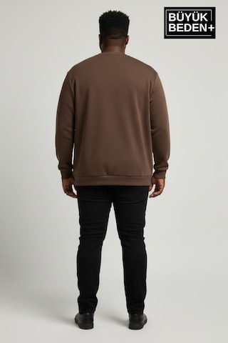 Süperlife Erkek Büyük Beden New York Baskılı Bisilet Yaka İnce Sweatshirt Spr26bsw956-5 Kahverengi