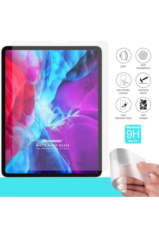 Microsonic Apple Uyumlu iPad Pro 12.9 '' 2018 (A1876-A2014-A1895-A1983) Matte Nano Glass Cam Ekran Koruyucu