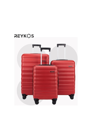 Reykos Rey-way Kırmızı Unisex 3 Lü Valiz Seti Büyük-orta-kabin