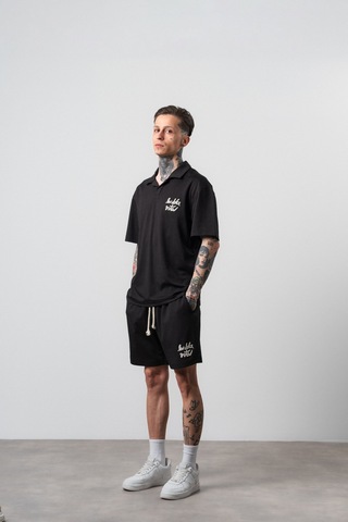 Respire Erkek La Dolce Vita Yazılı Regular Fit T-shirt Şort Takım Siyah