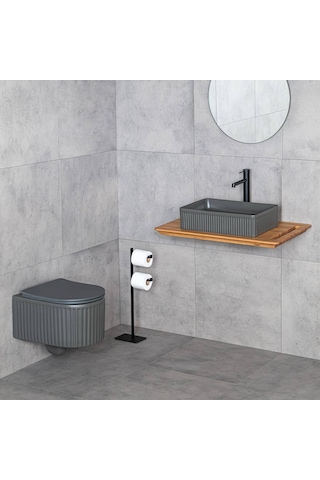 Lena - Tezgah Üstü Lavabo Mat Füme - E-w1004mf- Füme
