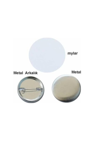 Rozet İğneli 50 Mm Metal Arkalıklı 100 Adet Çok Renkli