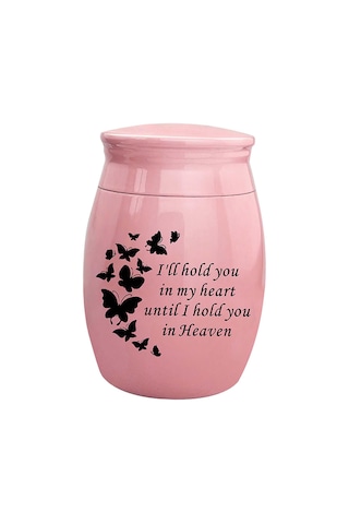 Homyl Çinko Alaşım Pet Urns Konteyner Kavanoz Kelebek-pembe Altın