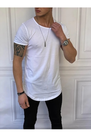 Modefendi Slim Fit Oval Kesim Pamuk Basic Tshırt Beyaz