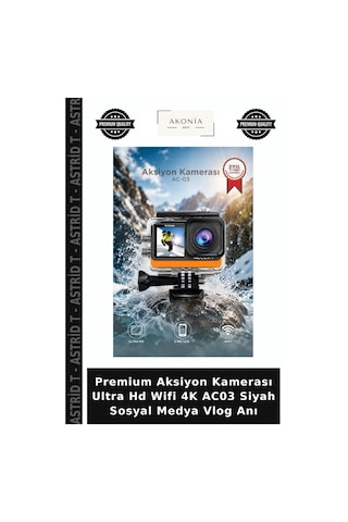 Premium Aksiyon Kamerası Ultra Hd Wifi 4k Ac03 Siyah Sosyal Medya Vlog Anı