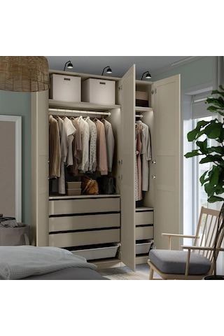 Ikea Gri Geniş Kapaklı Gardırop 150x60x236 Cm