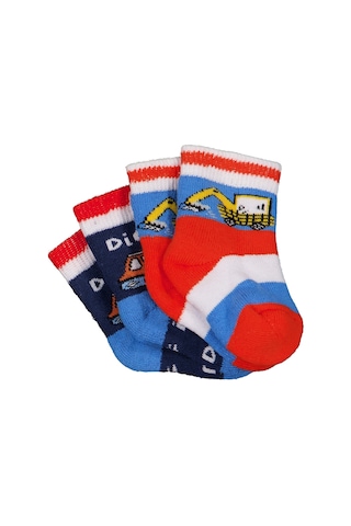 Civil Baby İş Makinesi Havlu 6- 2'li Bebek Erkek Çorap Set - Standart 6 Ay