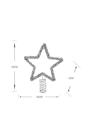 Karaca Home New Year Yılbaşı Shimmering Star Ağaç Başlığı Silver