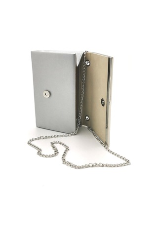 Çanta Trend Kumaş Gümüş Abiye Clutch Portföy Çanta GÜmüş
