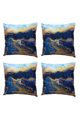 Modern Tarz Dijital Baskılı 4 Lü Dekoratif Kırlent Kılıfı Seti 43x43 Cm Şık Ve Renkli Tasarımlar Lacivert