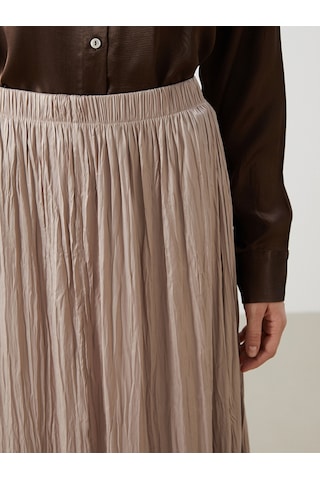 Lcw Modest Bej Beli Lastikli Saten Kadın Etek