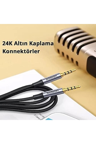 3.5 Mm Hi-fi Erkek To Erkek Trrs Aux Ses Ve Mikrofon Kablosu 1.5 Metre Siyah