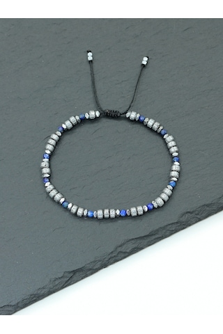 Sertifikalı Lapis Lazuli, Lav Ve Hematit Doğal Taşlı Kadın/erkek Bileklik Gümüş