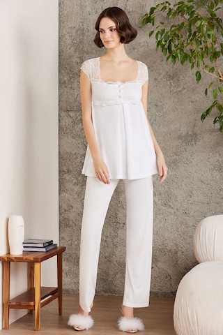 Pierre Cardin 2805 Hamile Lohusa Sabahlıklı Pijama Takım-ekru