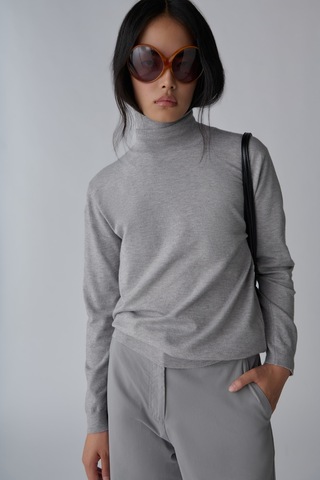 Suud Collection Gri Balıkçı Yaka Triko Kazak
