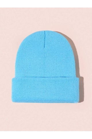 Eke Tekstil Unisex Katlamalı Kışlık Örme Bere Bebe Mavi