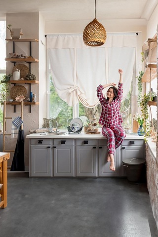 Naturel Potlu Perde Retro Krem