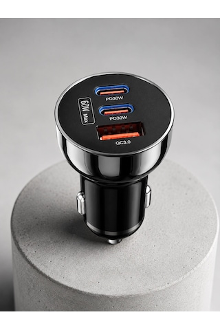 3 Portlu Araç İçi Şarj Adaptörü Çift Pd Type-c Ve Qc3.0 Usb Çıkışlı 1 Adet