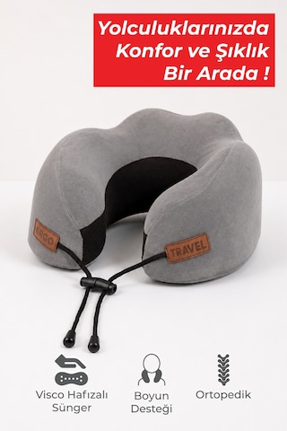 Viscofoam Cosy Ortopedik Seyahat Yastığı Visco Boyun Destekli Seyahat Yastığı - Gri | Ergo Travel