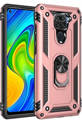 Xiaomi Redmi Note 9 Kılıf Zore Vega Yüzüklü Standlı Zırh Kılıf