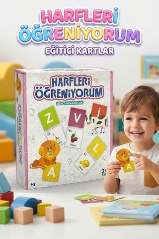 Harfleri Öğreniyorum - Okul Öncesi Eğitici Zihinsel Ve Motor Gelişim Destekleyici Oyun Kartları
