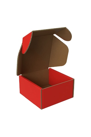 8x8x4 - 25 Adet Kırmızı Kilitli E Ticaret Karton Kargo Kutusu Ofset Red Chrome Kırmızı 8 X 8 X 4 2